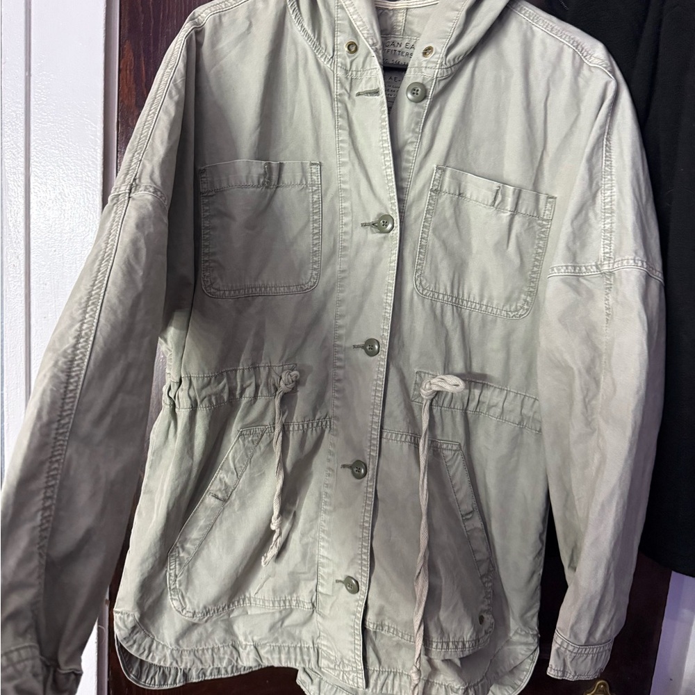 Light Green American Eagle Hooded Jacket